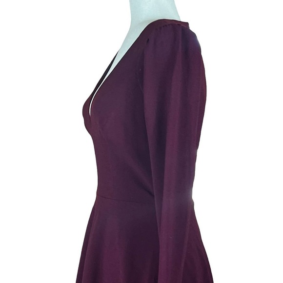 DRESS THE POPULATION CATRINE FIT & FLARE STRETCH CREPE MIDI DRESS BURGUNDY NWT - Picture 7 of 16